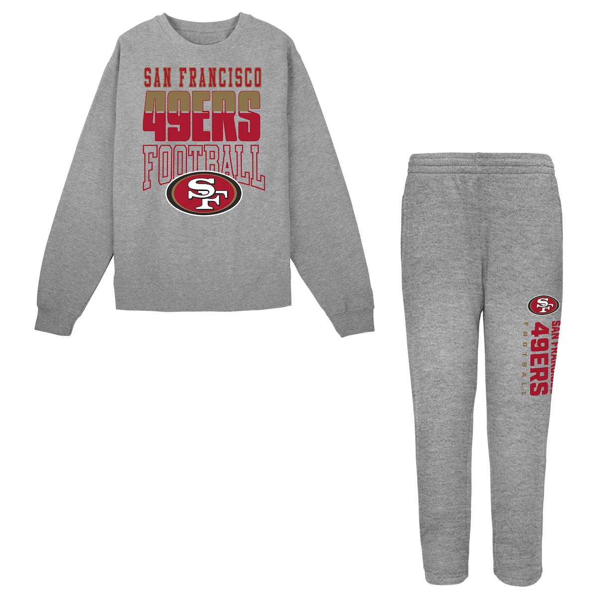 【公式グッズ】NFL 49ers キッズウェアセット Outerstuff トドラー・幼児サイズ グレイ (NFL Toddler Crew sweat set)｜Fanatics公式ストア 店 11,523円