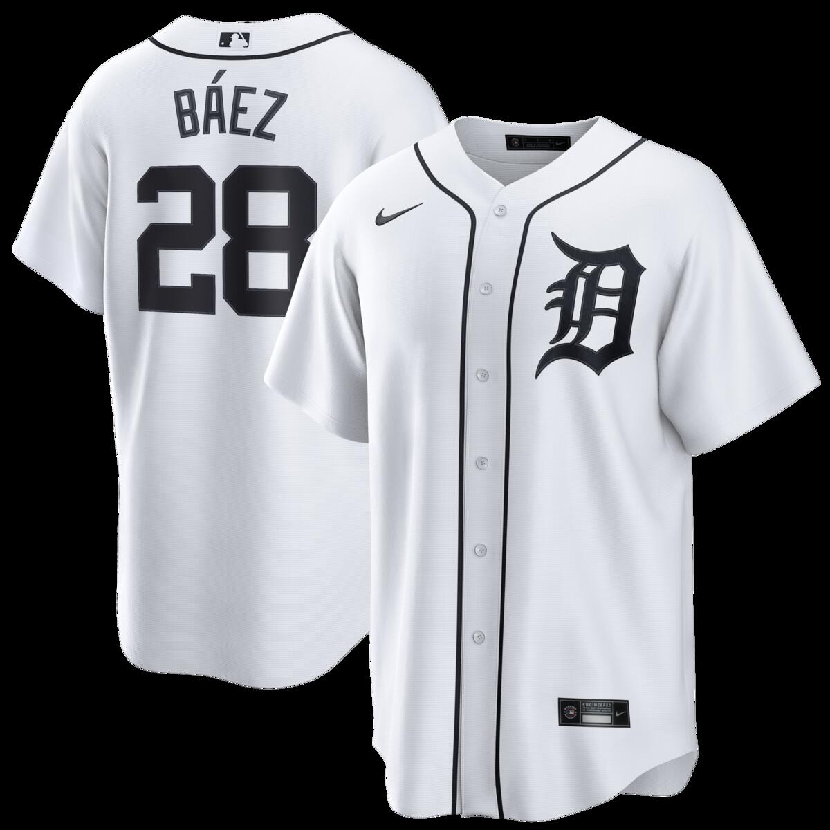 【公式グッズ】MLB タイガース ハビアー・バエズ ホーム ユニフォーム （レプリカ） Nike/ナイキ メンズ ホワイト (Nike 2026 Men's Replica Player Jersey - Smart PIDs)