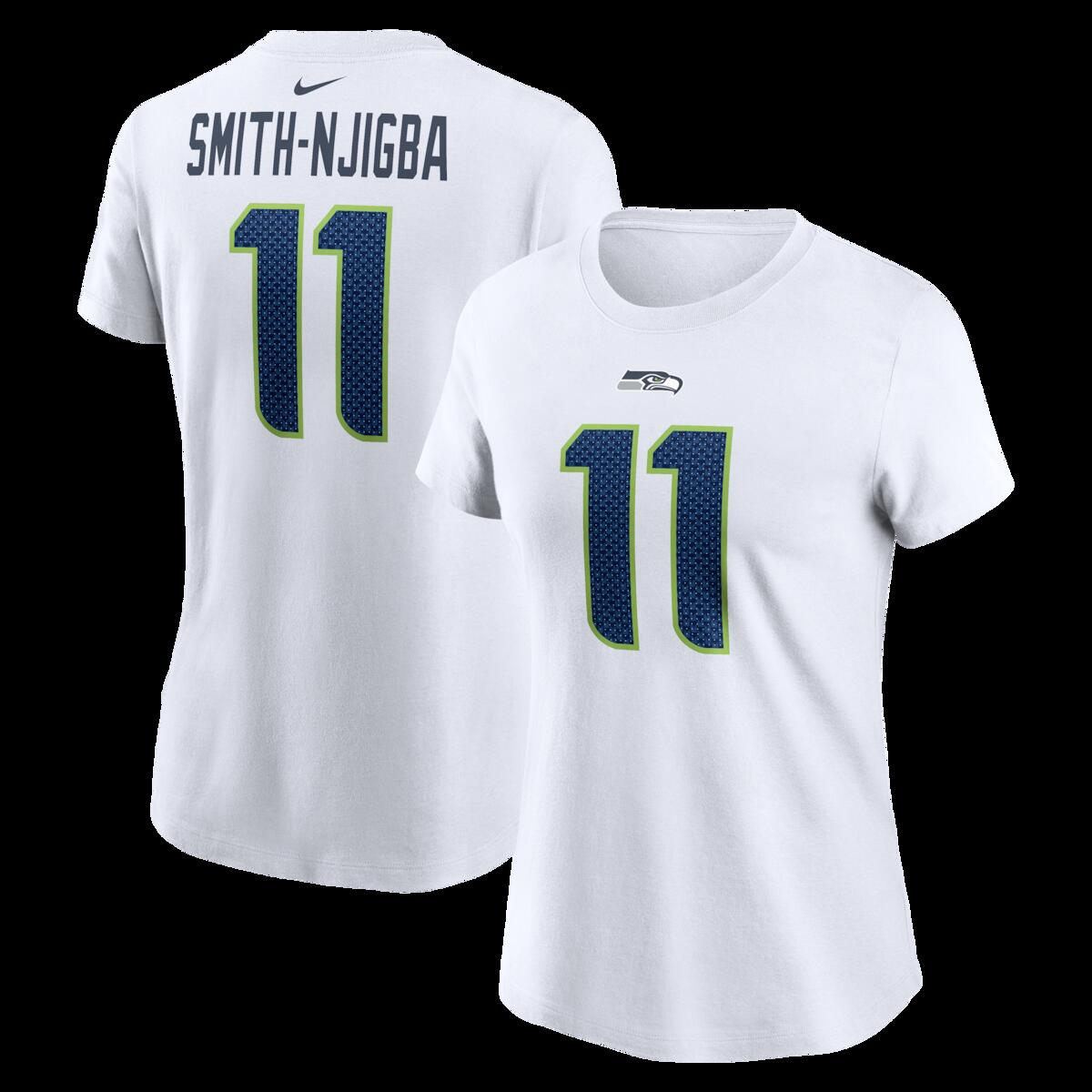 【公式グッズ】NFL シーホークス ジャクソン・スミス＝ニジバ ネーム&ナンバー Tシャツ Nike/ナイキ レディース ホワイト (25 Women's NFL Nike Player N&N Tee)｜Fanatics公式ストア 店