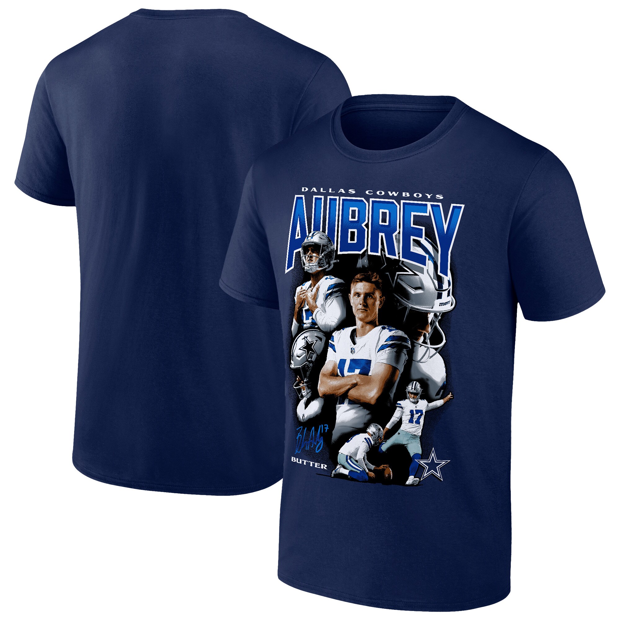 【公式グッズ】NFL カウボーイズ ブランドン・オーブリー Tシャツ Fanatics/ファナティクス メンズ ネイビー (Men's Fanatics Brandon Aubrey Collage SST)｜Fanatics公式ストア 店