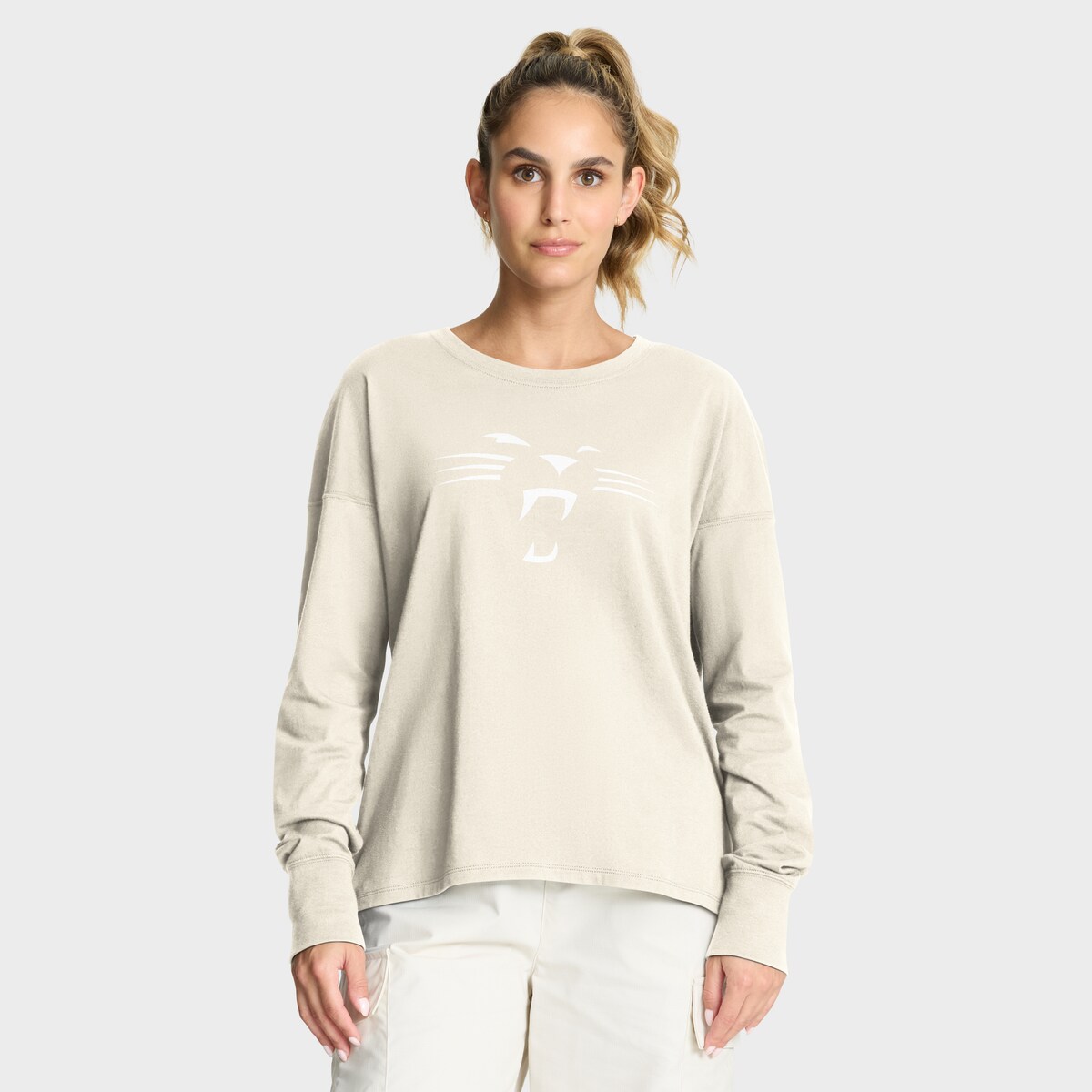 【公式グッズ】NFL パンサーズ 長袖 Tシャツ Fanatics/ファナティクス レディース クリーム (NFL Womens Dove Legacy LST - R)