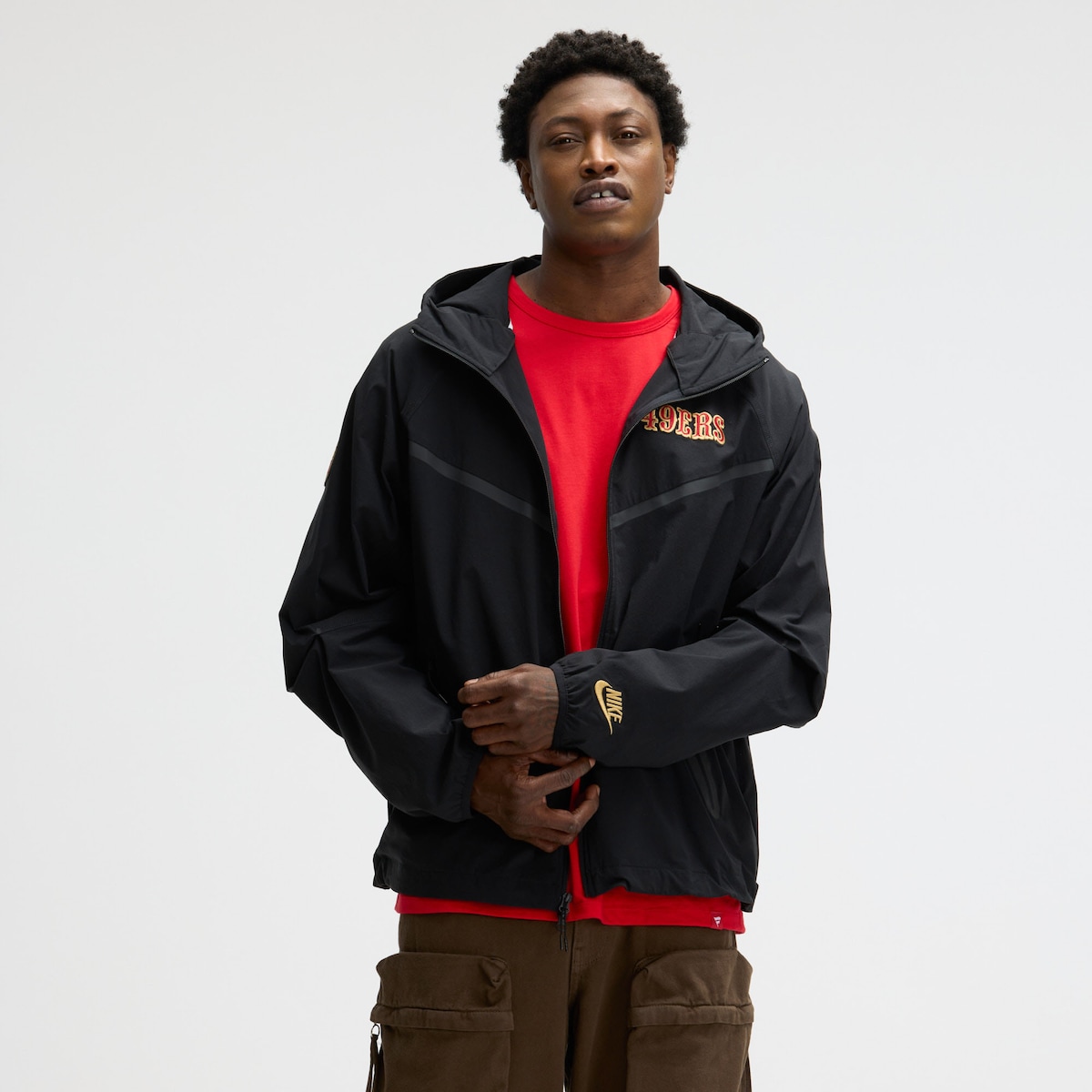 【公式グッズ】NFL 49ers ジャケット Nike/ナイキ メンズ ブラック (25 Men's Nike Rivalries Tech Woven Loose Fit FZ Jacket)｜Fanatics公式ストア 店
