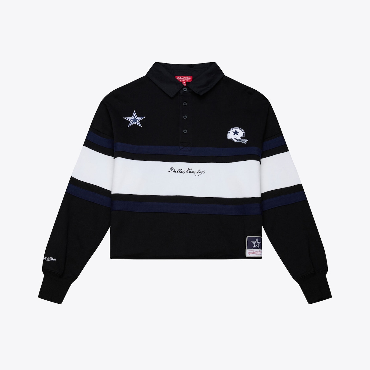 【公式グッズ】NFL カウボーイズ 長袖 ポロシャツ Mitchell & Ness/ミッチェル＆ネス レディース ブラック (NFL Womens MNC Rugby LS Polo)