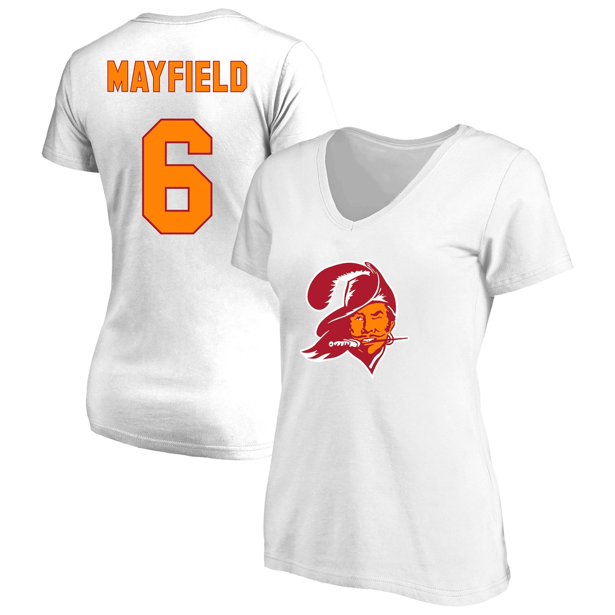 【公式グッズ】NFL バッカニアーズ ベイカー・メイフィールド ネーム&ナンバー Tシャツ Fanatics/ファナティクス レディース ホワイト (Women's Plus Size Player N&N Scoop Neck SST)