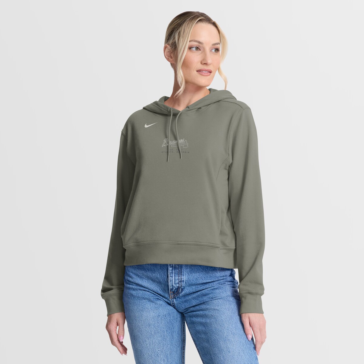 【公式グッズ】MLB ブレーブス パーカー Nike/ナイキ レディース オリーブ (Women's Nike MLB One Dri-Fit Pullover Hood)|Fanatics公式ストア 店