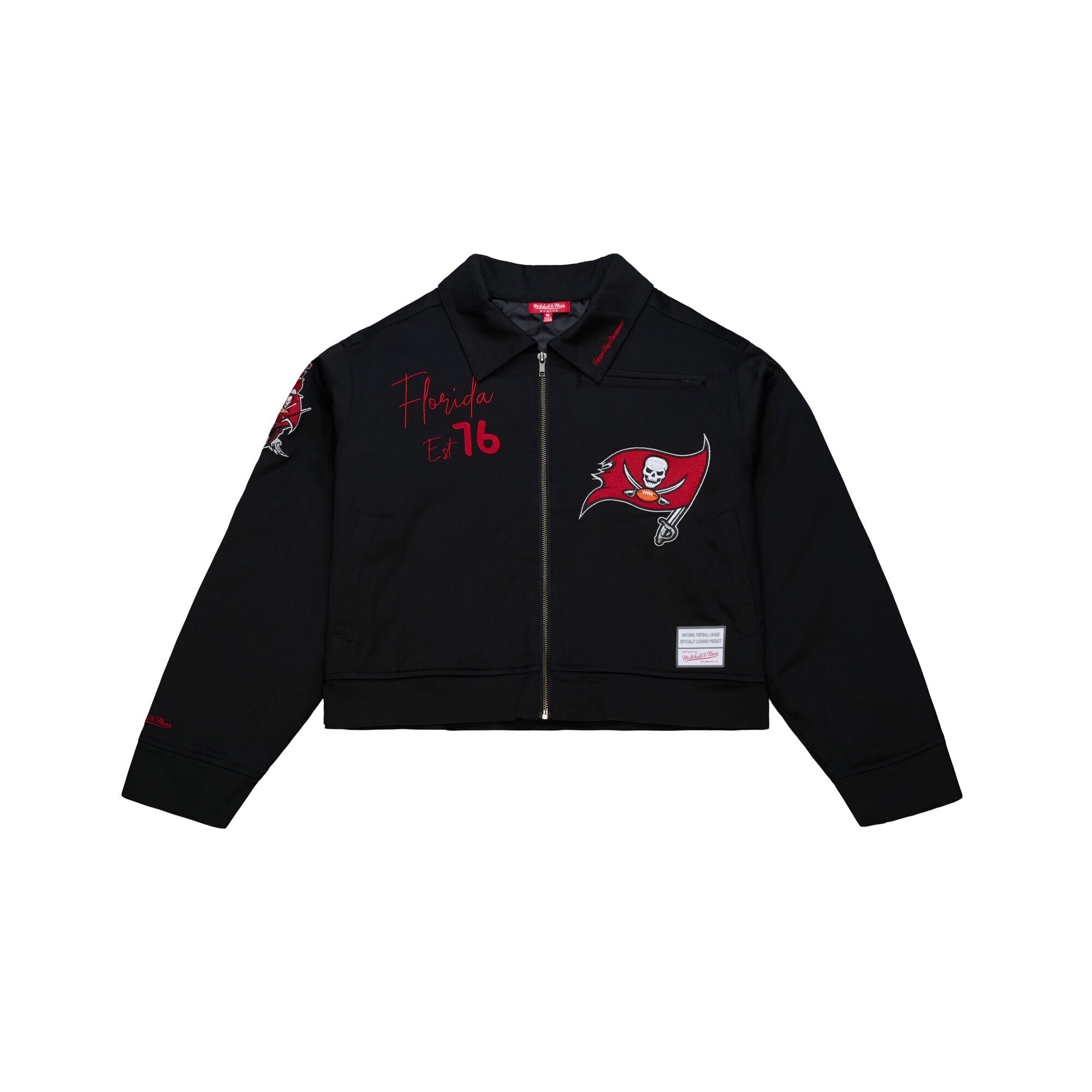 【公式グッズ】NFL バッカニアーズ ジャケット Mitchell & Ness/ミッチェル＆ネス レディース ブラック (NFL Womens MNC Bucs Mechanic Jacket)