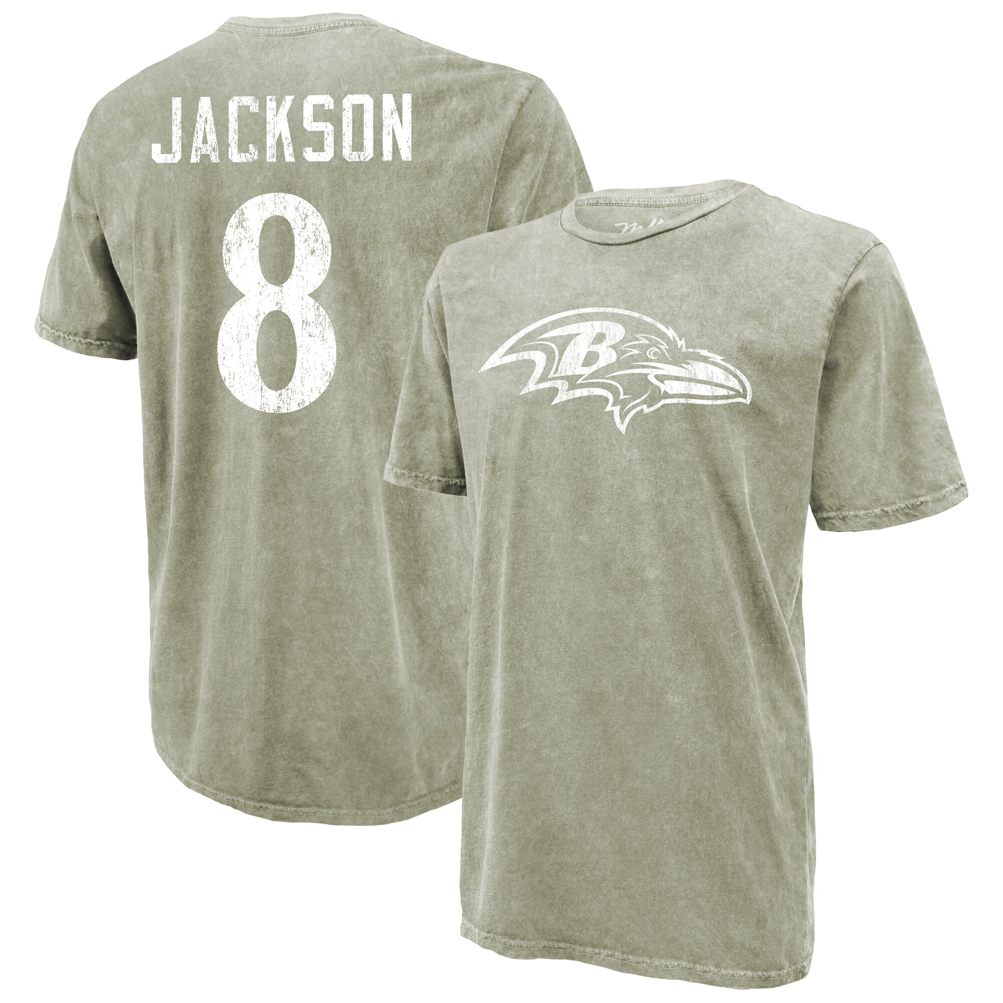 【公式グッズ】NFL レイブンズ ラマー・ジャクソン ネーム&ナンバー Tシャツ Majestic/マジェスティック メンズ (Men's Majestic Threads NFL Mineral Wash SST)