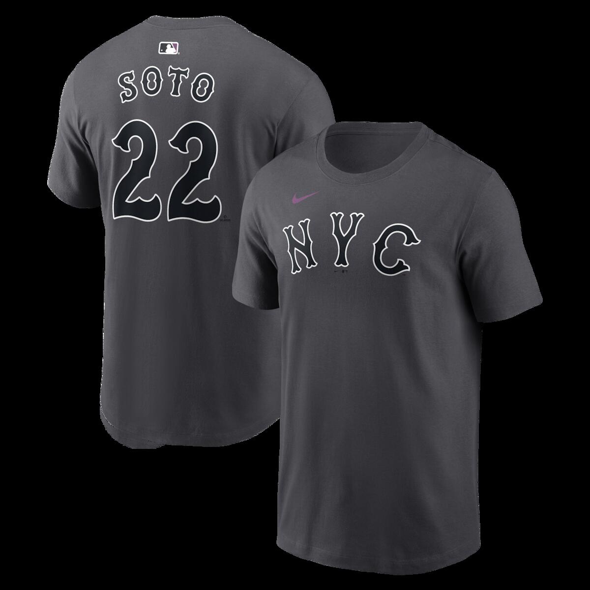 【公式グッズ】MLB メッツ ファン・ソト ネーム&ナンバー Tシャツ Nike/ナイキ メンズ アンスラサイト (Men's 2026 City Connect Carry-Over N&N Tee)｜Fanatics公式ストア 店