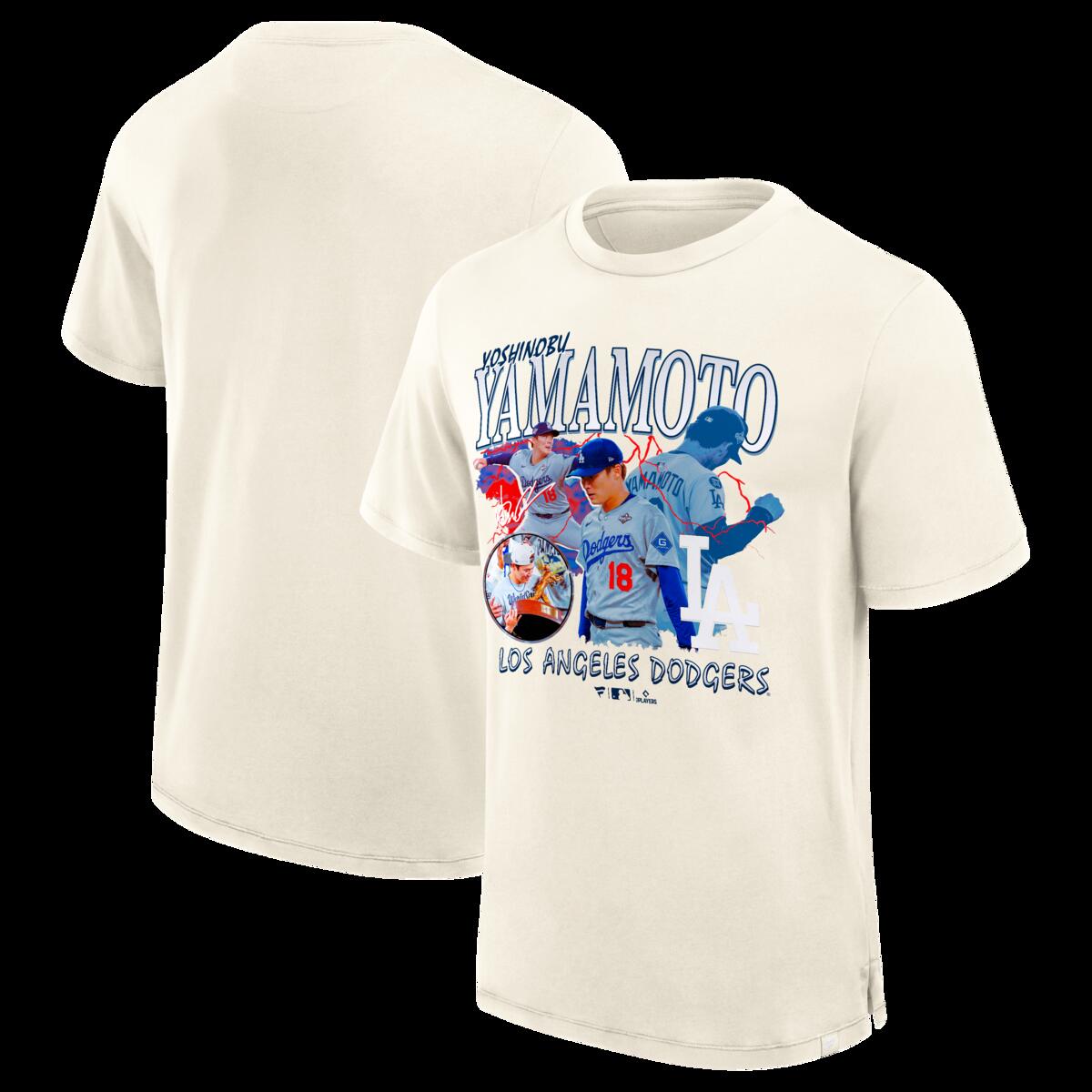 【公式グッズ】MLB ドジャース 山本 由伸 Tシャツ Fanatics/ファナティクス メンズ クリーム (MENS MONTAGE SS CREW TEE)|Fanatics公式ストア 店