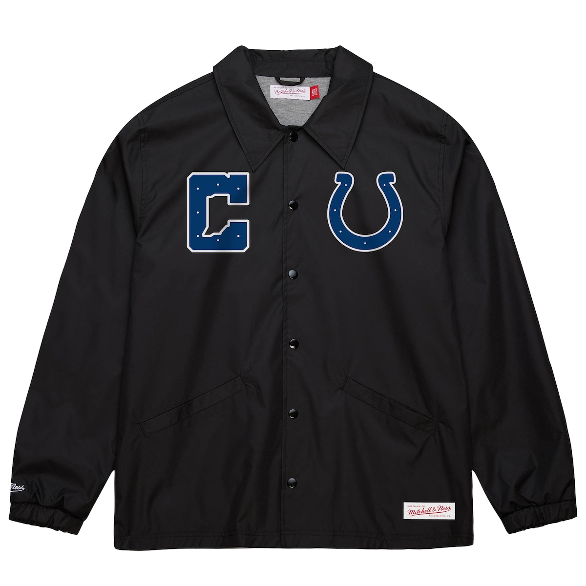 【公式グッズ】NFL コルツ ジャケット Mitchell & Ness/ミッチェル＆ネス メンズ ブラック (NFL INDY NIGHTS TWO-SIDED COACHES JACKET INDIANAPOLIS COLTS)