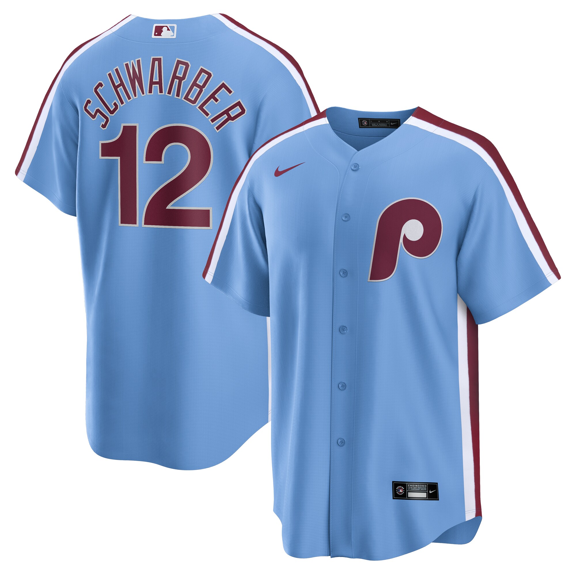 【公式グッズ】MLB フィリーズ カイル・シュワーバー オルタネイト ユニフォーム （レプリカ） Nike/ナイキ メンズ ライトブルー (Men's Nike 1.0 Replica Player Jersey)