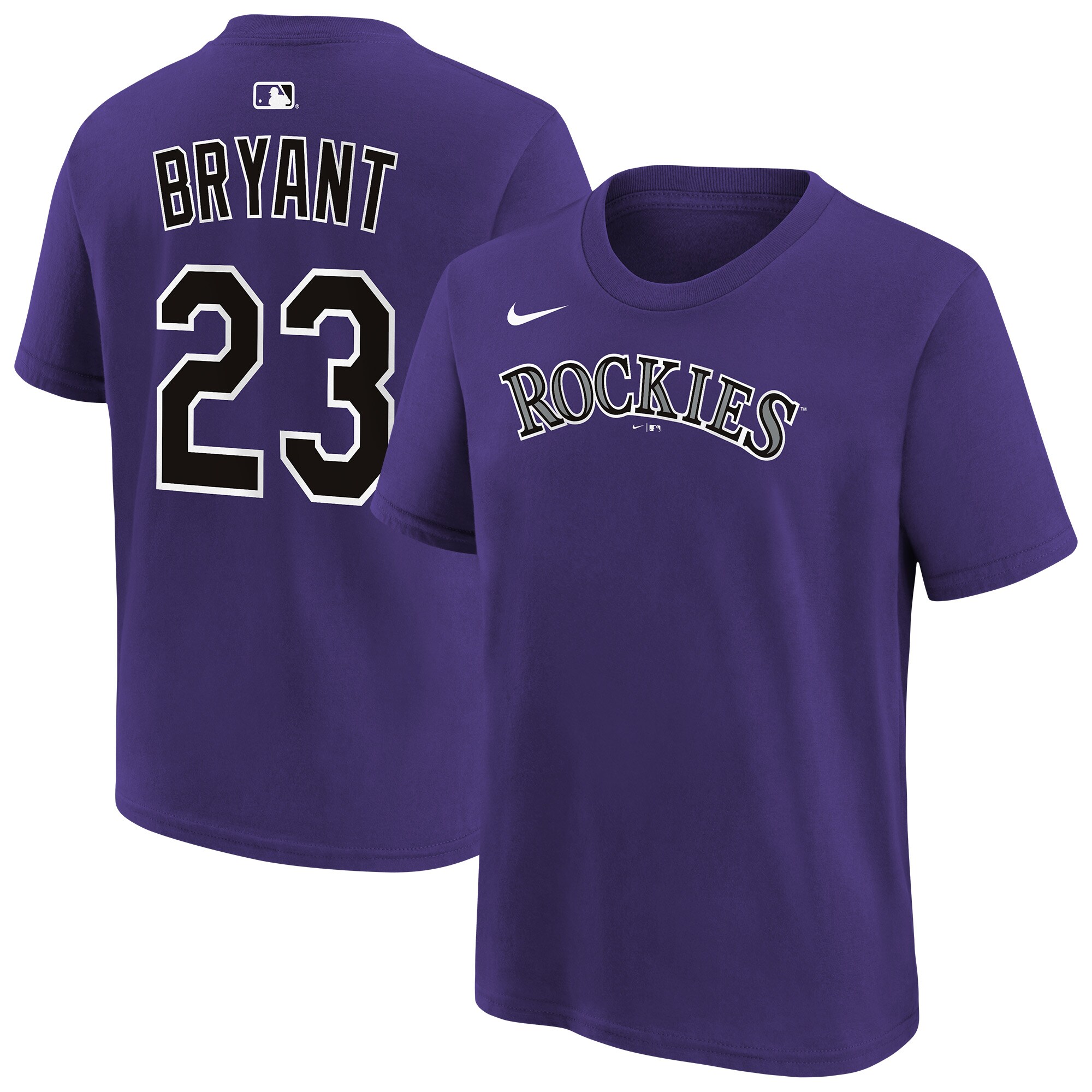 【公式グッズ】MLB ロッキーズ クリス・ブライアント ネーム&ナンバー Tシャツ Nike/ナイキ キッズサイズ パープル (Youth 2026 N&N Tee)