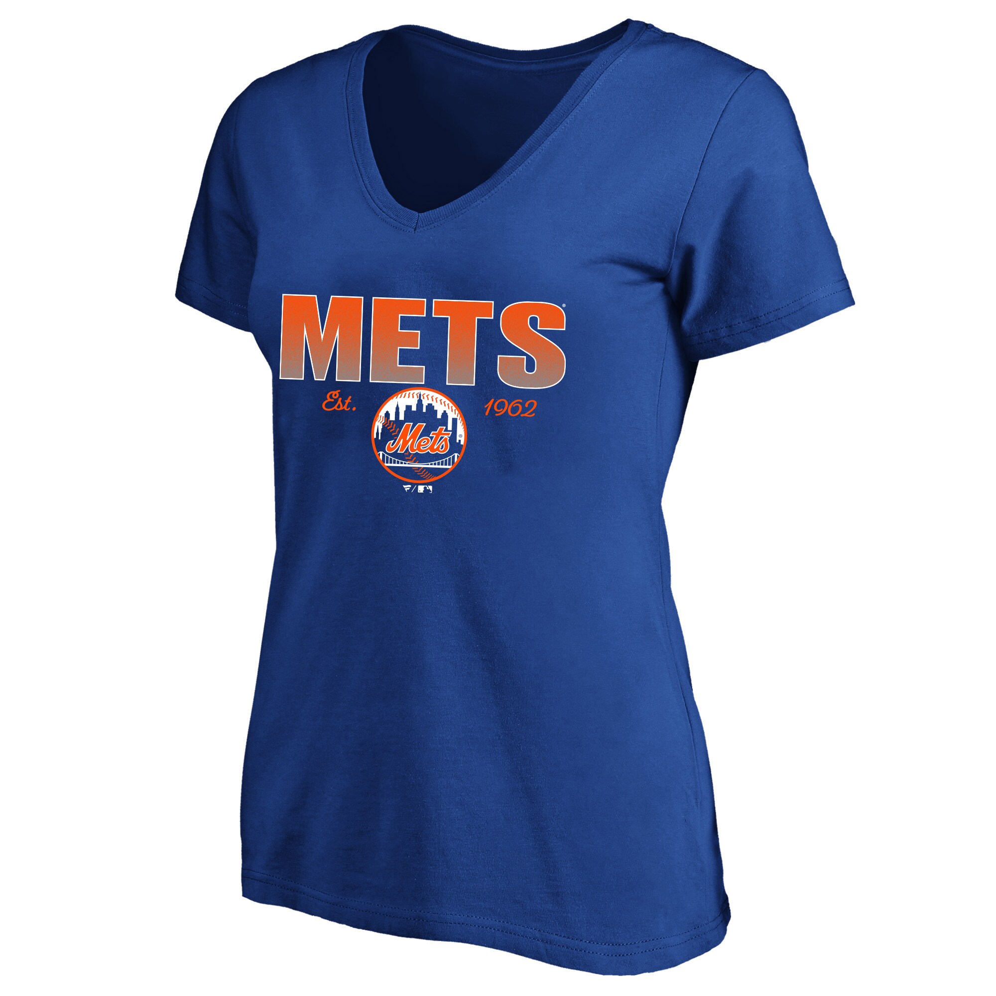 【公式グッズ】MLB メッツ Vネック Tシャツ Fanatics/ファナティクス レディース ロイヤルブルー (Women's Plus S/S V-NK SCRN PRINT Pricepoint TEE)