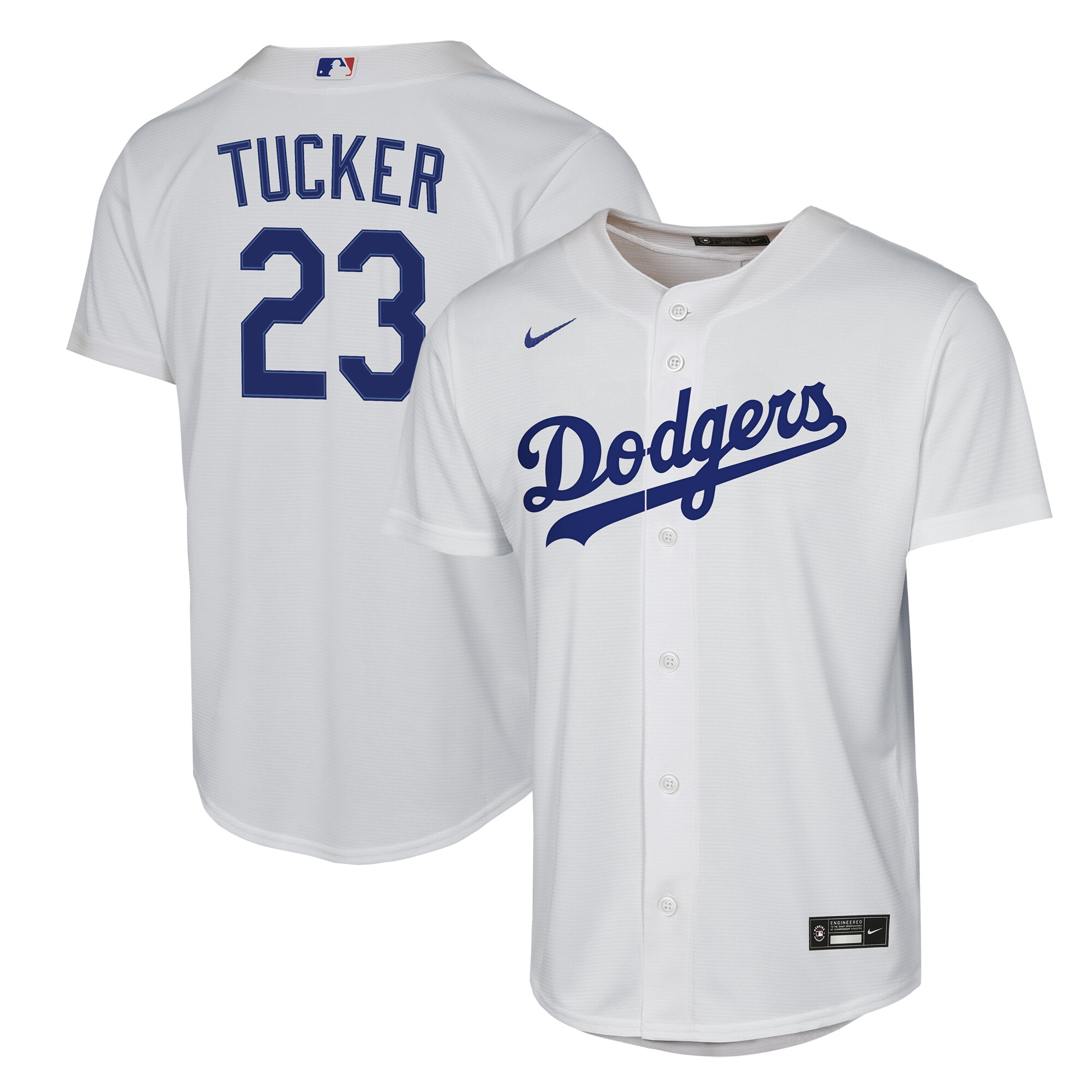 【公式グッズ】MLB ドジャース カイル・タッカー ホーム ユニフォーム （レプリカ） Nike/ナイキ キッズサイズ ホワイト (HOME BASELINE JERSEY TWILL PLAYER)