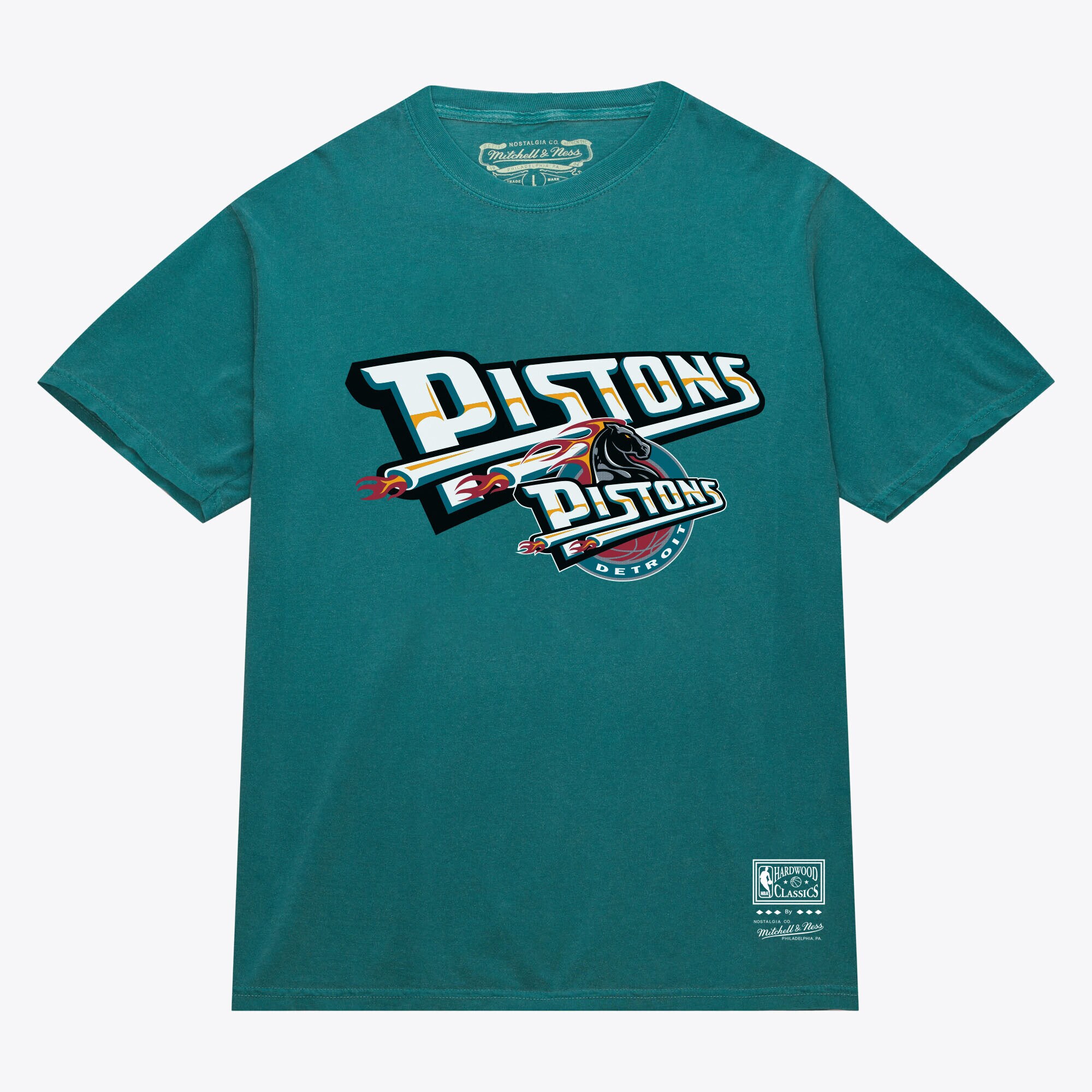 【公式グッズ】NBA ピストンズ Tシャツ Mitchell & Ness/ミッチェル&ネス メンズ ティール (SP26 NBA EVERGREEN TEE)|Fanatics公式ストア 店