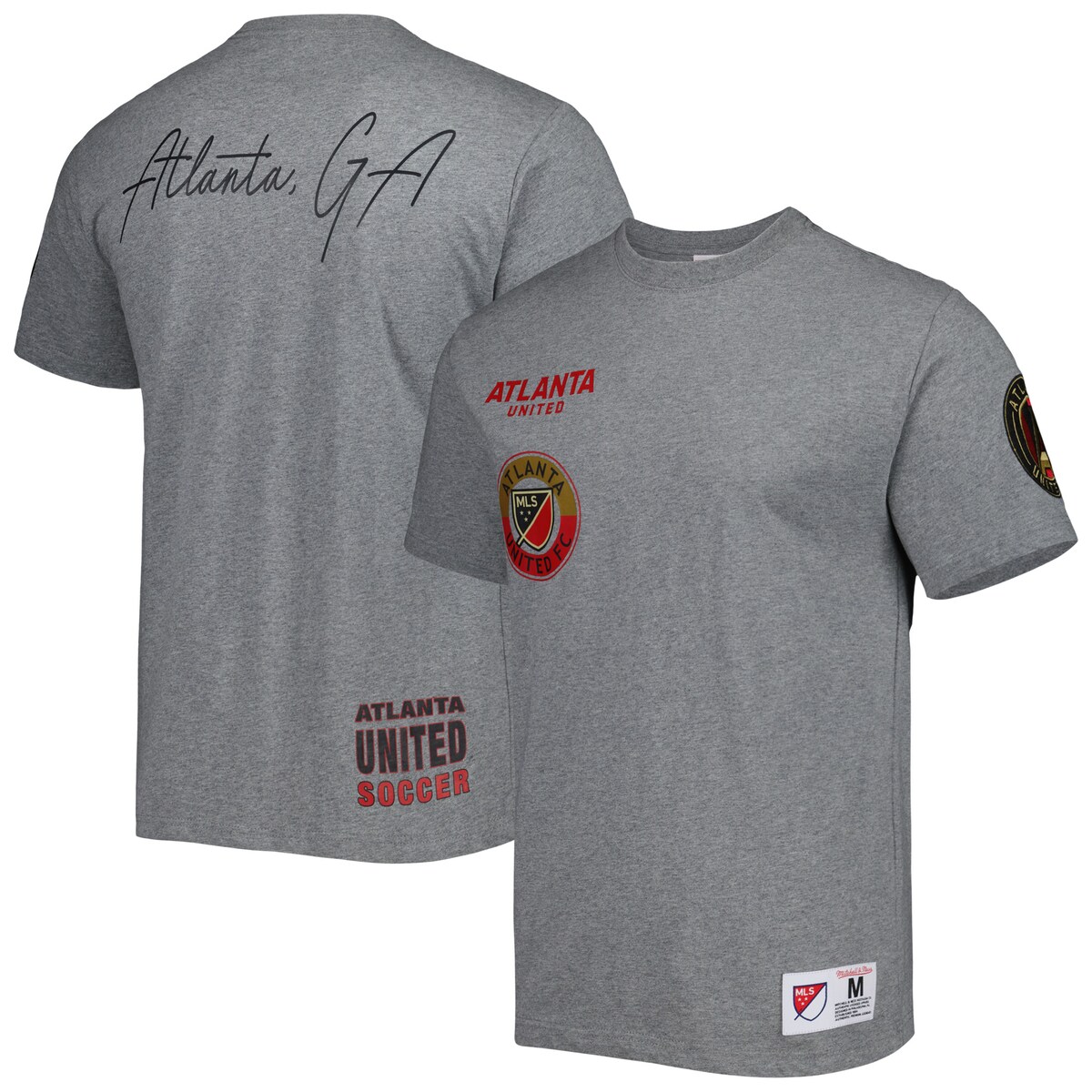 【公式グッズ】MLS アトランタ・ユナイテッドFC Tシャツ Mitchell & Ness/ミッチェル＆ネス メンズ グレイ (MNC S23 Men's City Tee)