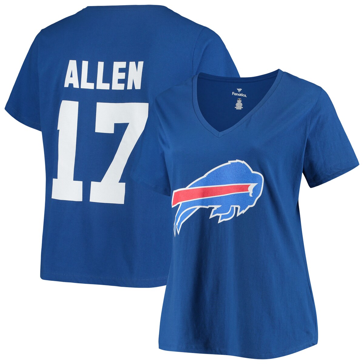 【公式グッズ】NFL ビルズ ジョシュ・アレン Tシャツ Fanatics/ファナティクス レディース ロイヤル (Women's Plus Size Player N&N SST)