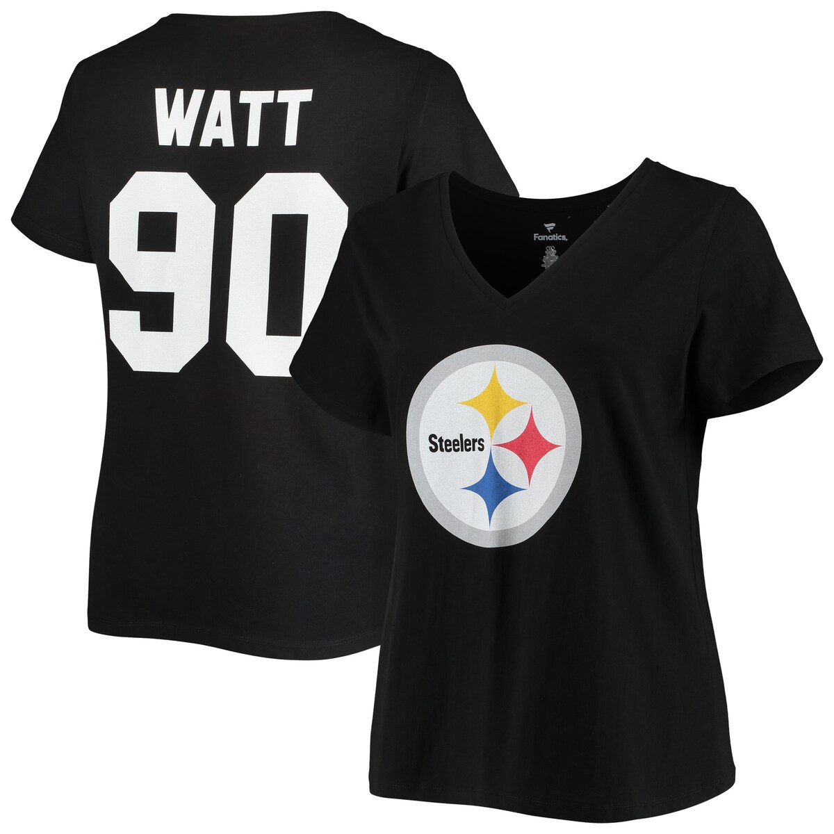 【公式グッズ】NFL スティーラーズ T.J.ワット Tシャツ Fanatics/ファナティクス レディース ブラック (Women's Plus Size Player N&N SST)|Fanatics公式ストア 店