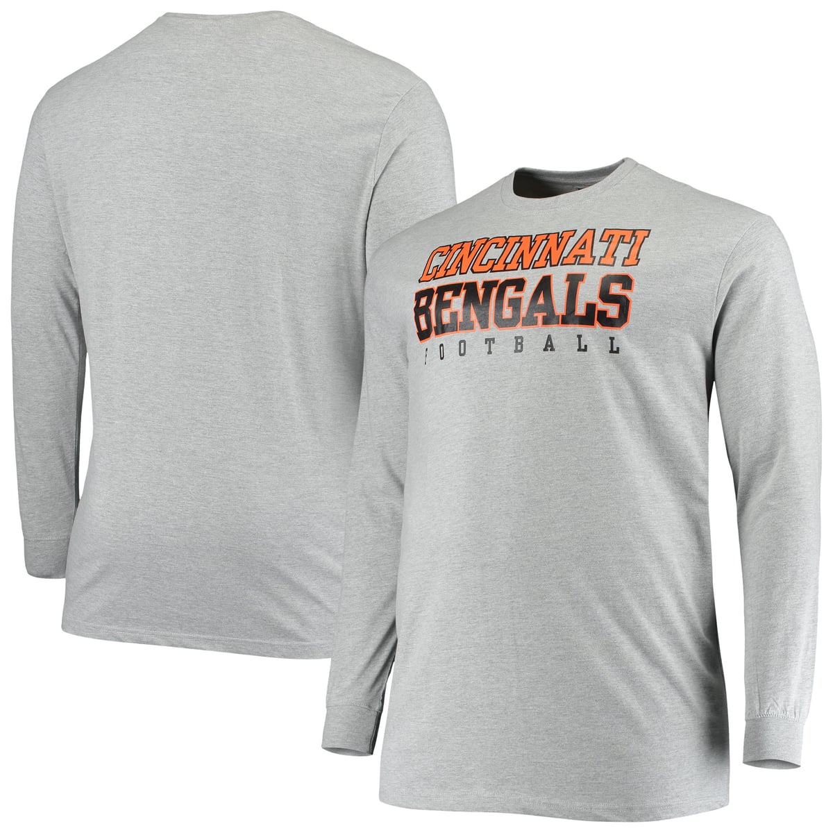 【公式グッズ】NFL ベンガルズ 長袖 Tシャツ （大きいサイズ） Fanatics/ファナティクス メンズ ヘザーグレイ (Mens B&T Practice LST)