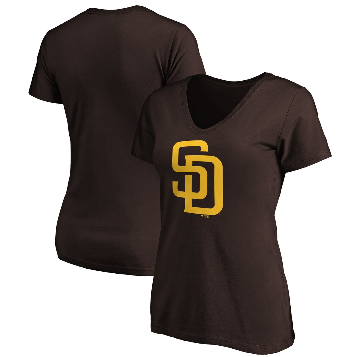 【公式グッズ】MLB パドレス Tシャツ Fanatics/ファナティクス レディース ブラウン (Women's Core Official Logo Short Sleeve V-Neck Tee)