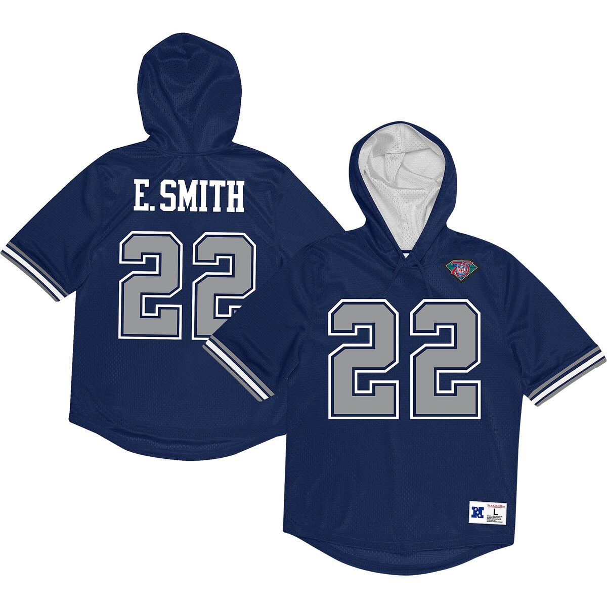 【公式グッズ】NFL カウボーイズ エミット・スミス Tシャツ Mitchell & Ness/ミッチェル＆ネス メンズ ネイビー (Men's Retired Player Mesh SS N&N Hood - EXPIRED)