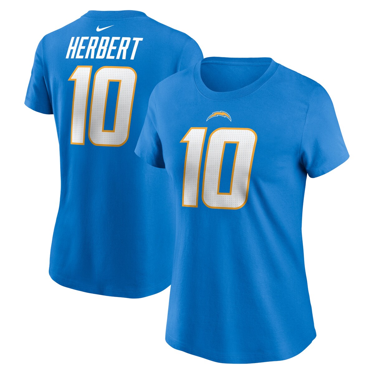 【公式グッズ】NFL チャージャーズ ジャスティン・ハーバート Tシャツ Nike/ナイキ レディース パウダーブルー (24 Women's Nike Player N&N SST)