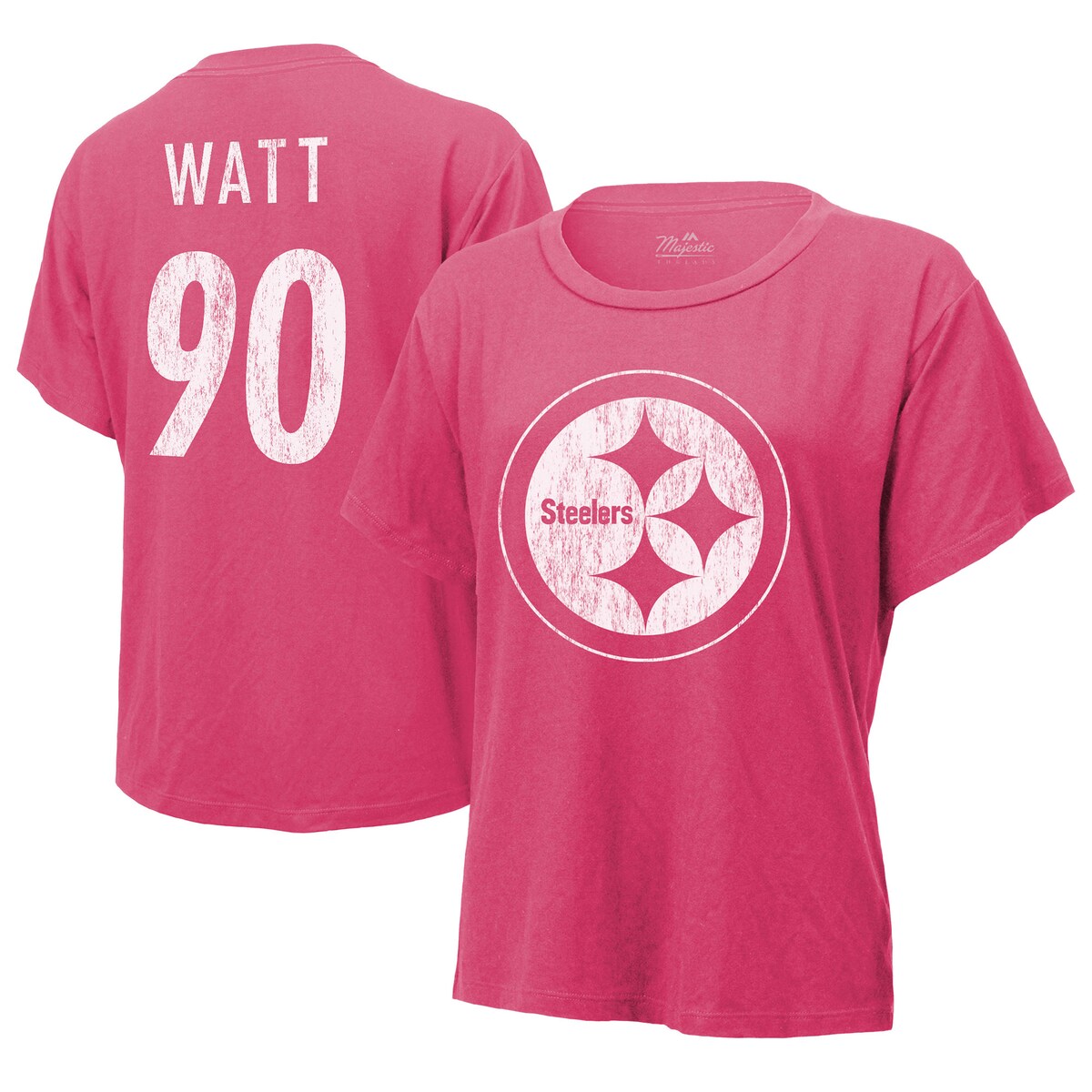 【公式グッズ】NFL スティーラーズ T.J.ワット Tシャツ Majestic/マジェスティック レディース ピンク (Women's Pink SST)|Fanatics公式ストア 店