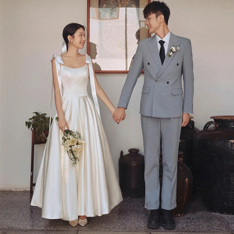 ウェディングドレス 低身長 ロングドレス 結婚式 Aラインドレス 花嫁 前撮り 二次会 イブニングドレス ストラップネック ブライダル ワンピース 演奏会 披露宴 ドレス 海外挙式｜FANCアカデミー　店