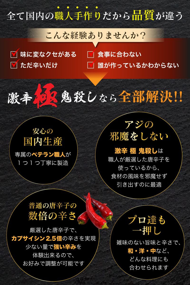 楽天市場 有吉ゼミ紹介 シリーズ最狂 激辛 極 鬼殺し 50g入り 一味唐辛子 国産 激辛 唐辛子 唐辛子粉 スパイス 激辛 調味料 唐辛子 ラーメン トウガラシ 送料無料 スルスピナ 楽天市場店