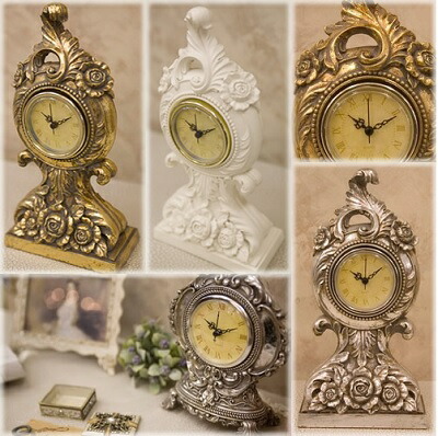 アンティーク調 置き時計 卓上時計 花柄 ゴールド系 インテリア アンティーク調 置き時計 卓上時計 花柄 ゴールド系 インテリア 楽天