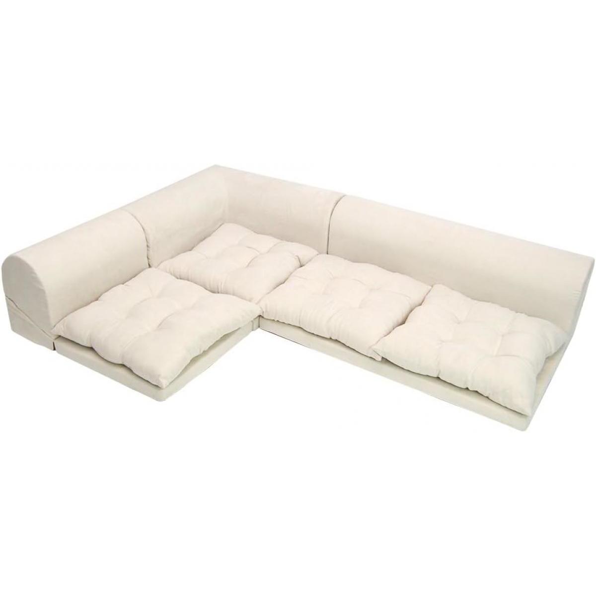 【I】セルタン(CELLUTANE) コーナーソファ3点セット Fluffy アイボリー　ローソファ リクライニング機能付 KSA【受注生産品】