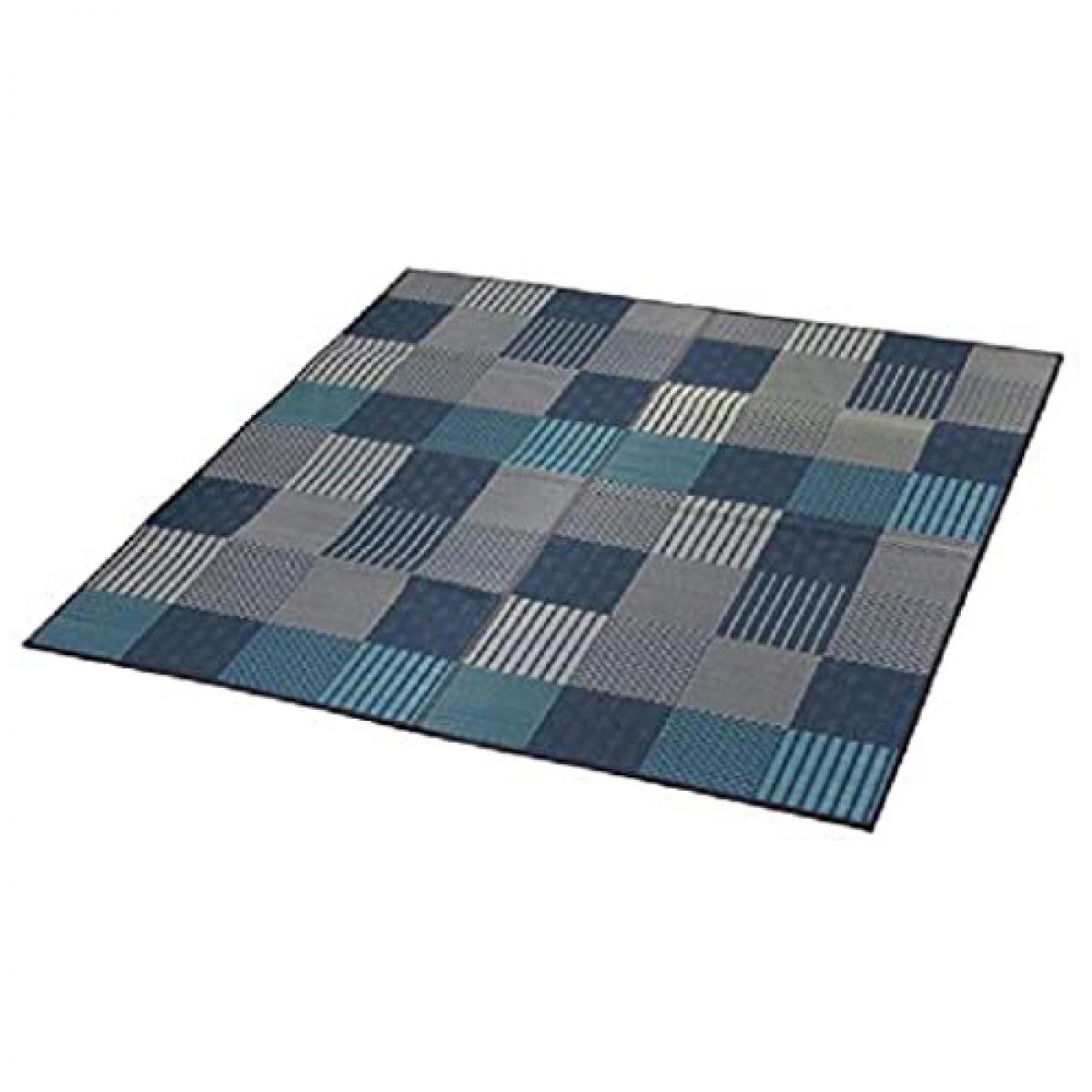 【I】【代引不可】イケヒコ い草 花ござ 京刺子 江戸間4.5畳 約261×261cm ブルー 日本製 畳 カバー センター い草 ラグ い草カーペット ござ【北海道・沖縄・離島不可】