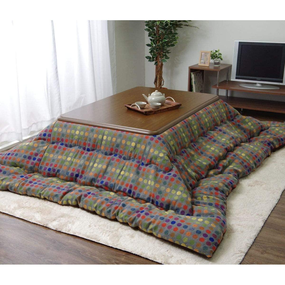 【i】【代引不可】 イケヒコ こたつ布団 薄掛け ドット柄 オレンジ 長方形 約200×250cm カラフル #9615419【北海道・沖縄・離島不可】|ファンズファクトリー