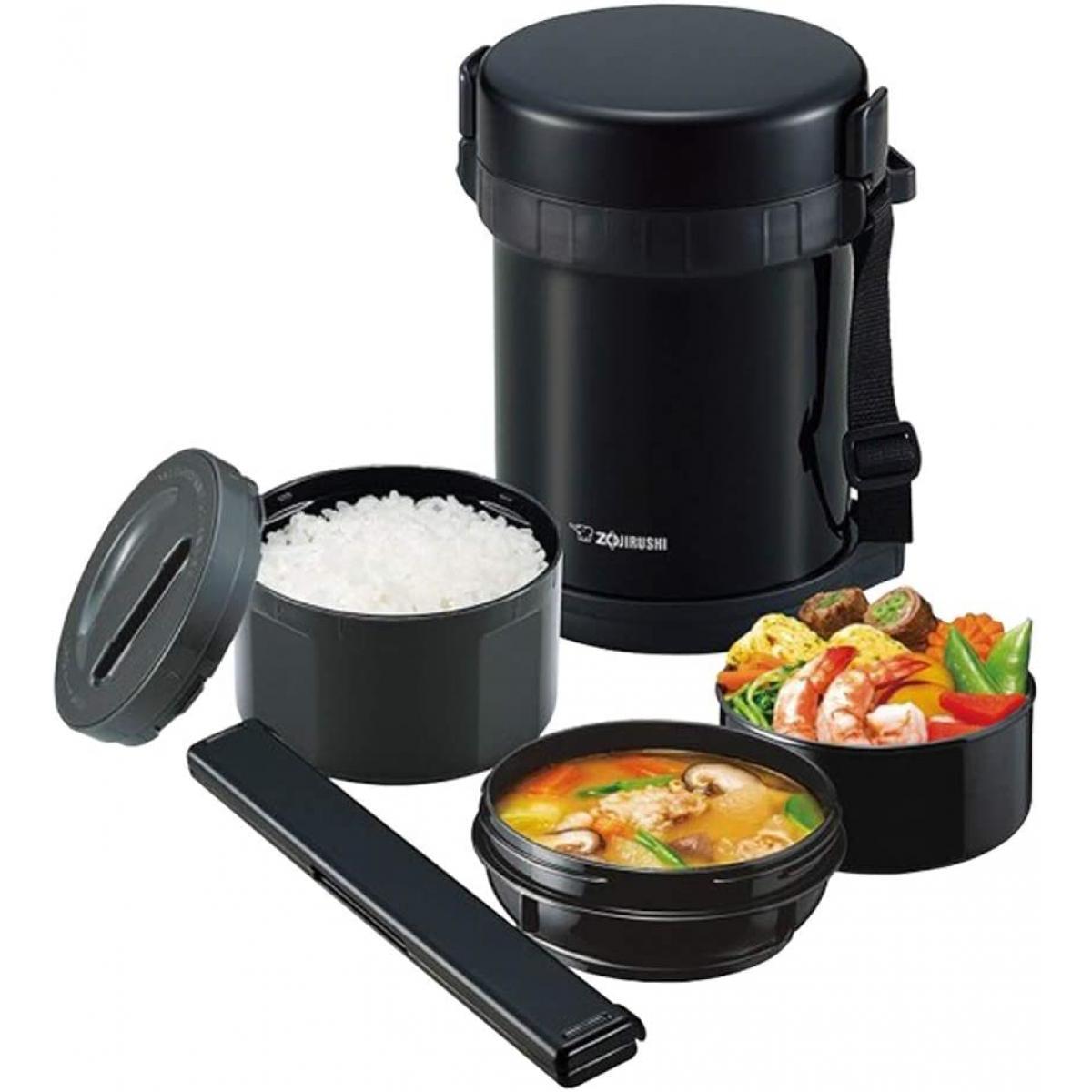 象印 ステンレスランチジャー 保温弁当箱 SL-GH18-BA 茶碗約3杯分 約1.2合 電子レンジ対応 大盛り お弁当 温かい 箸付