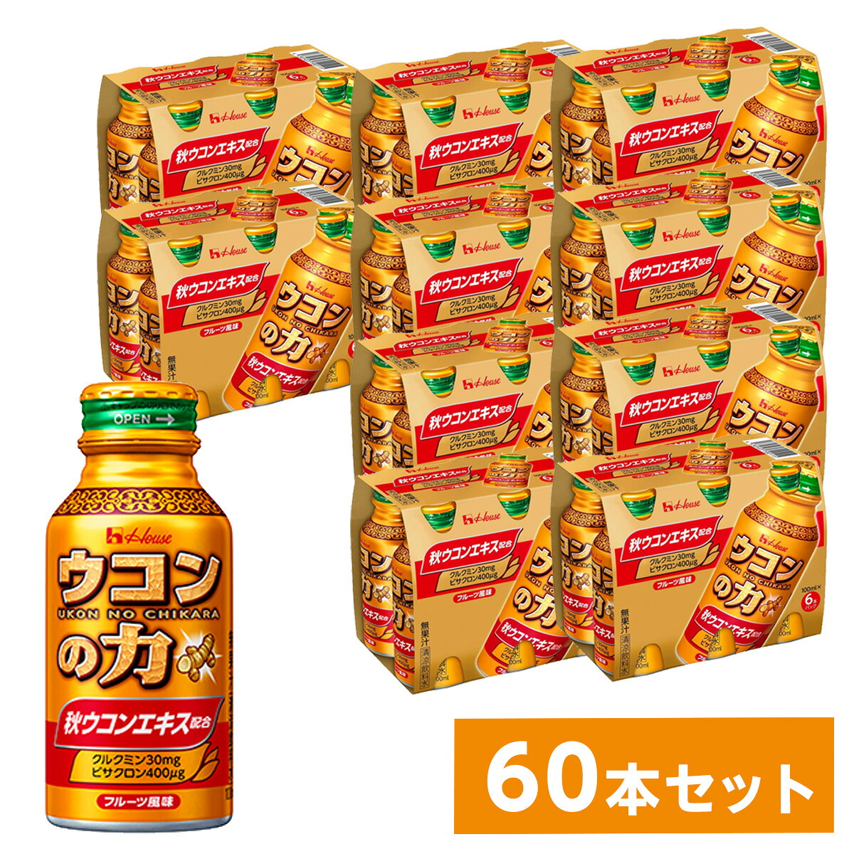 【まとめ買い】 ハウスウェルネスフーズ ウコンの力 ウコンエキスドリンク 100ml×60缶(6缶パック×10P)|ファンズファクトリー