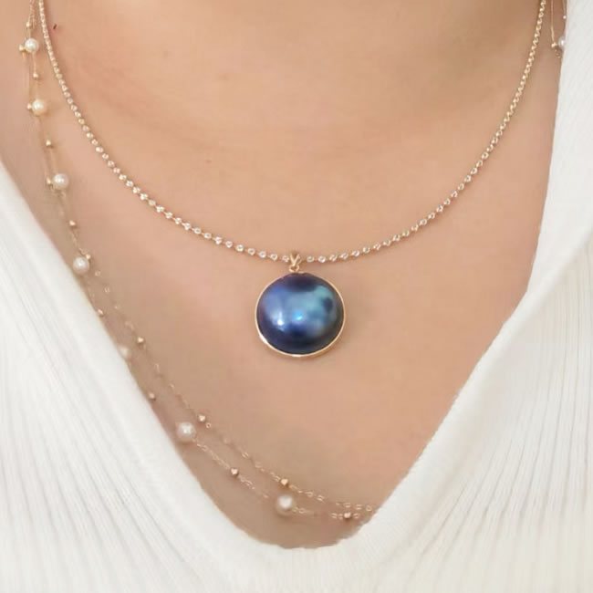 K18Pt.特大マベパール ダイヤペンダント 特大マベパールダイヤモンド