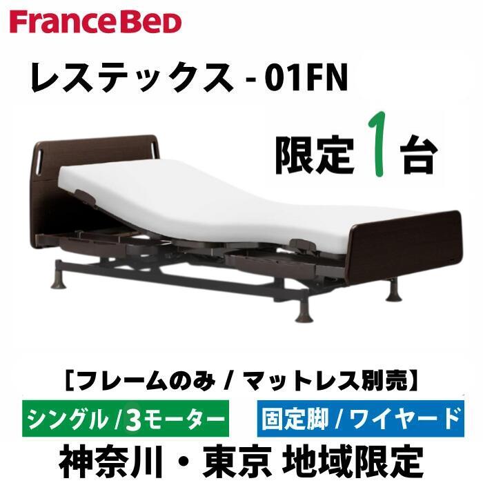 【定価233,000円 / 限定1台 / 電動ベッドフレーム単品 / 神奈川・東京 限定】フランスベッド 電動ベッド シングル レステックス-01FN 3モーター ESW2色 マットレス別売 レッグ 電動リクライニングベッド リクライニングベッド 介護ベッド 上下昇降 背上げ 脚上げ