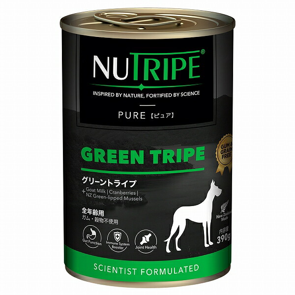 【まとめ買い12缶&times;390g】グリーントライプ 390g 全年齢用 ドッグフード NUTRIPE PURE ニュートライプ ピュア 犬｜ファンタジーワールド