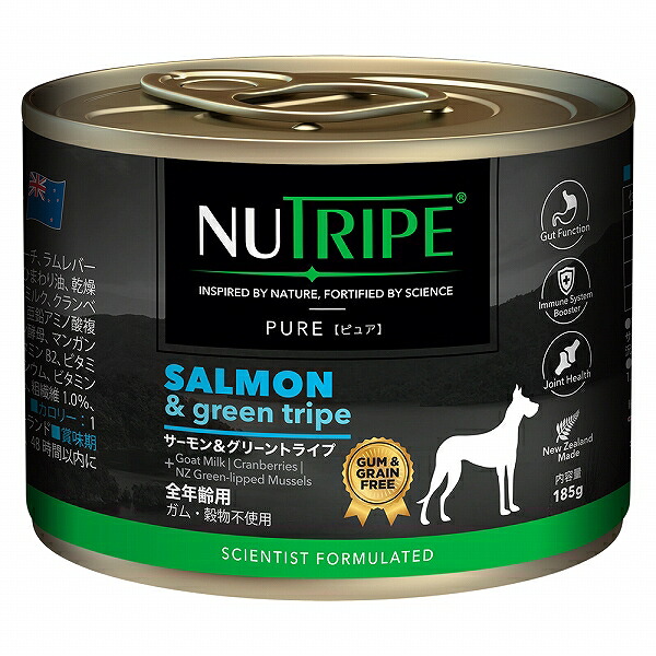 【まとめ買い24缶&times;185g】サーモン＆グリーントライプ 185g 全年齢用 犬 NUTRIPE PURE ニュートライプ ピュア 犬｜ファンタジーワールド 11,246円