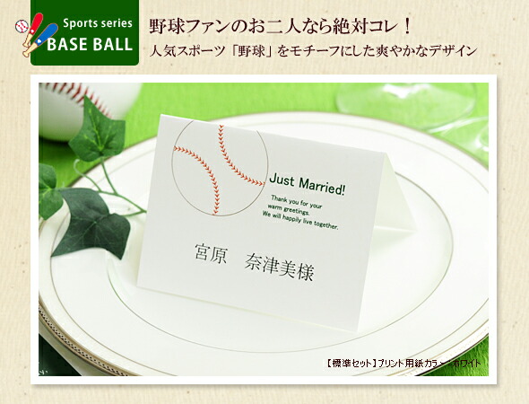 楽天市場 席札 手作りセット スポーツ ベースボール 10名分 結婚式 ペーパーアイテム テンプレート付 結婚式ウェディングギフトファルベ