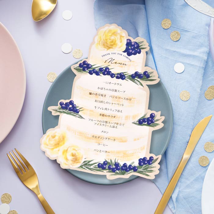 楽天市場 メニュー表 ウェディングケーキ 完成品オーダー 印刷込 結婚式ウェディングギフトファルベ