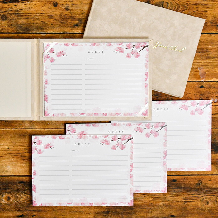 ベロアグラフィックゲストブック サクラ 芳名帳 結婚式 パーティー 上品な