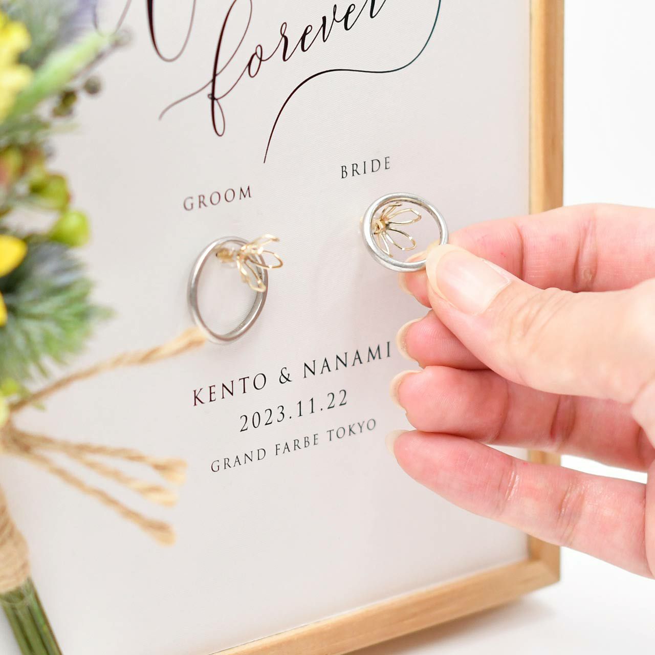 楽天市場 飾れるリングピロー リングボード ブーケ 結婚式 挙式 指輪交換 結婚式ウェディングギフトファルベ