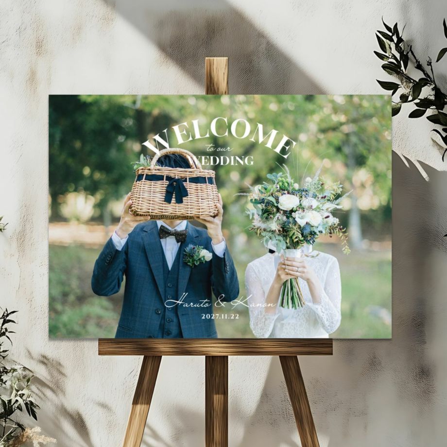 ウェルカムボード ウェルカムボード写真 ウェルカムスペース ウェルカムスペース写真 結婚式 前撮り写真 フォト 名入れ 写真ボード 写真 パネル／フォトパネル写真ウェルカムボード「デザインA」