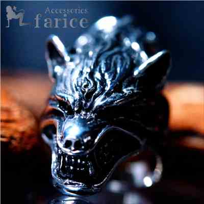 アクセサリー Crazy Pig Wolf Ring Wolf ring - crazy pig designs - silver ring