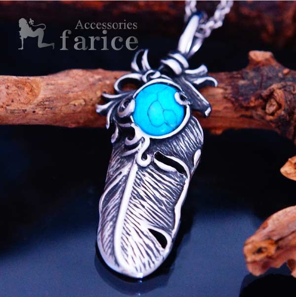 楽天市場】ターコイズ シルバー 925 フェザー ネックレス イーグル