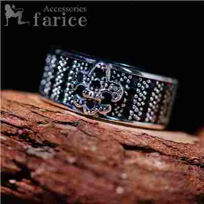ブラックキュービックジルコニアパヴェ&シングルフレアシルバーパヴェシルバーリング｜アクセサリーショップfarice