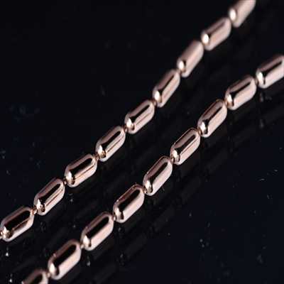 ショート&ロングオーバル変則ボール ピンクゴールド シルバーチェーン(幅1.8mm)|アクセサリーショップfarice