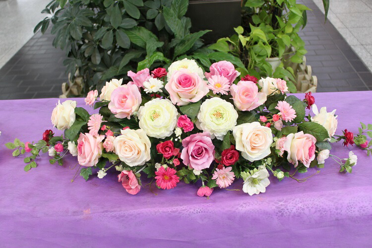 楽天市場】メインテーブル装花（高砂装花）（造花）ダスティピンク、白
