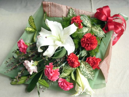 楽天市場 カサブランカ 赤系カーネーション花束 フラワーショップ ファーナム